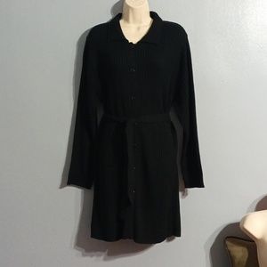 Cheri Q collection women's black ribbed belted sweater dress size 1X